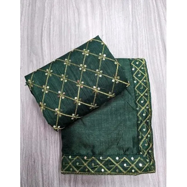 GR-Elegant Art Silk Embroidered Green Saree with Blouse Piece [Low Budget Product]