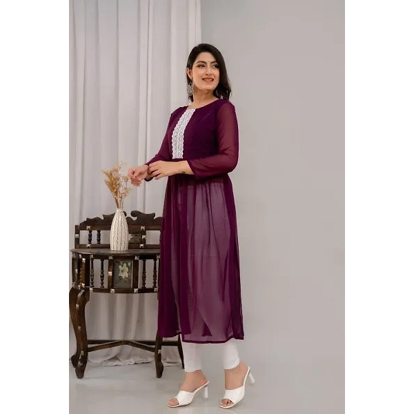 GR-Fancy Faux Georgette Kurtas For Women [Low Budget Product]