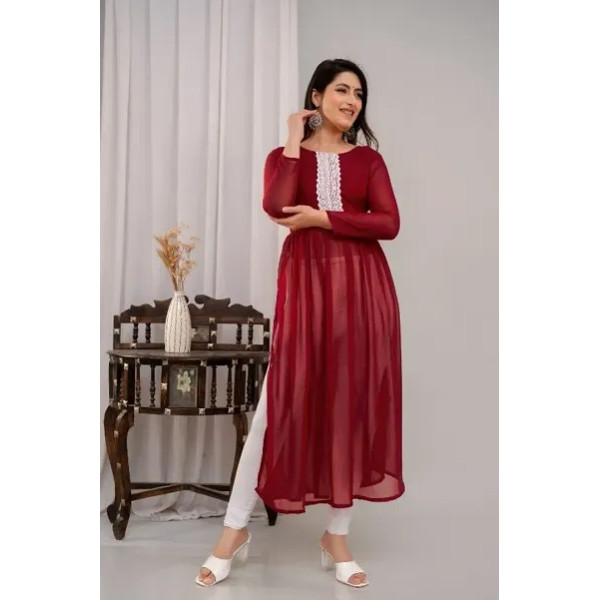 GR-Fancy Faux Georgette Kurtas For Women [Low Budg...