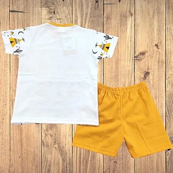 GR-Kids Cotton Blend T-Shirts with Shorts clothing sets (Yellow/White)