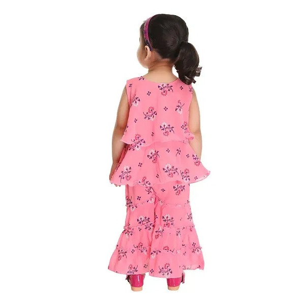 GR-NEW GEN Art Silk Sarara And Top Clothing Set for Baby Girls