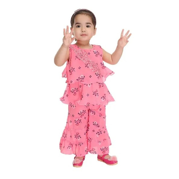 GR-NEW GEN Art Silk Sarara And Top Clothing Set for Baby Girls