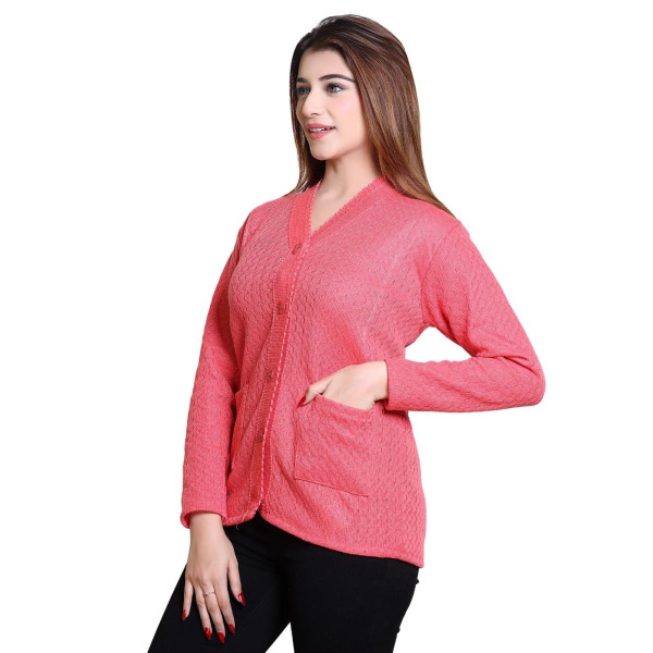 SP-Elegance in Every Stitch: Women's Full Sleeves V-Neck Solid Winter Wool Sweater [Premium Product]