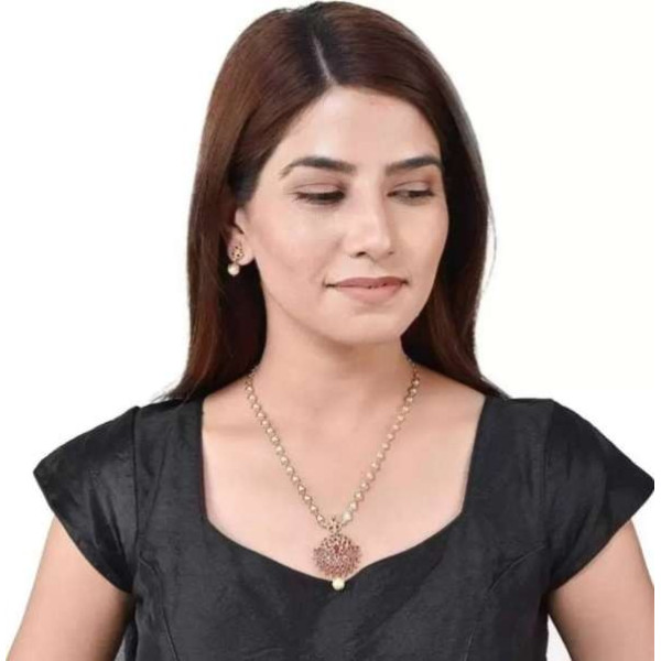 GR-Glamorous Alloy Jewel Set (Gold & Pink) [Premium Product]