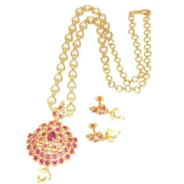 GR-Glamorous Alloy Jewel Set (Gold & Pink) [Premium Product]