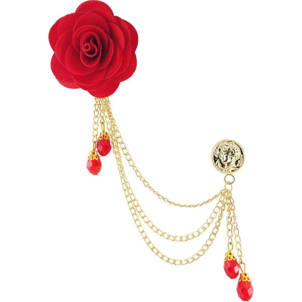 GR-Red Flower Chain Brooch for Men and Women [Prem...