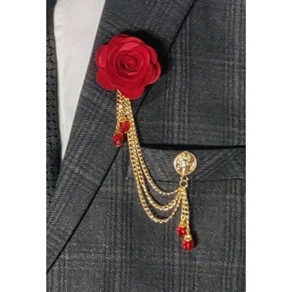 GR-Red Flower Chain Brooch for Men and Women [Premium Product]