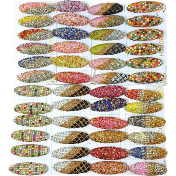 GR-Premium Quality - Heavy Jarkan Studded Fancy Saree Pin - Pack of 6 Pcs Brooch (Multicolor) [Low Budget Product]