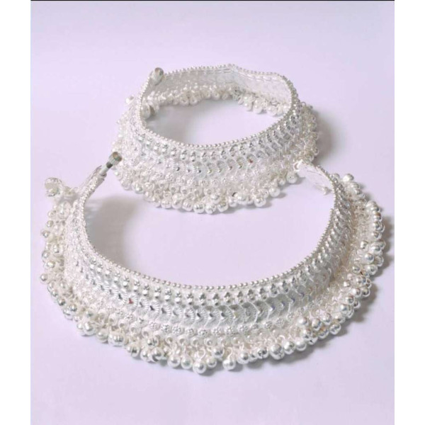 GR-Majestic Sterling Silver Bridal Anklet with Ghu...