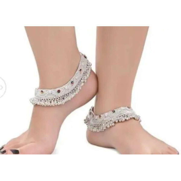 GR-Meena Work Sterling Silver Anklet [Premium Prod...