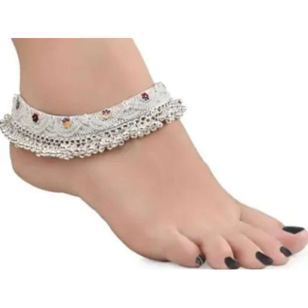 GR-Meena Work Sterling Silver Anklet [Premium Product]