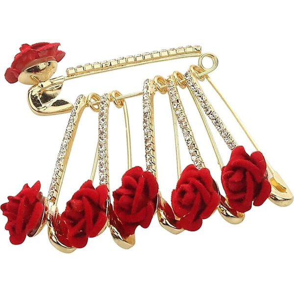 GR-SAREE PIN (BROOCH) ROSE 06 Brooch (Gold, Red) [...