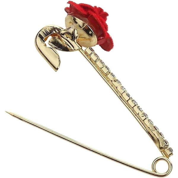 GR-SAREE PIN (BROOCH) ROSE 06 Brooch (Gold, Red) [Low Budget Product]