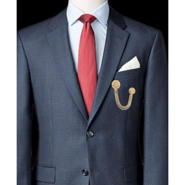 GR-Golden STONE CHAIN STYLE COAT BROOCH Brooch (White) [Low Budget Product]