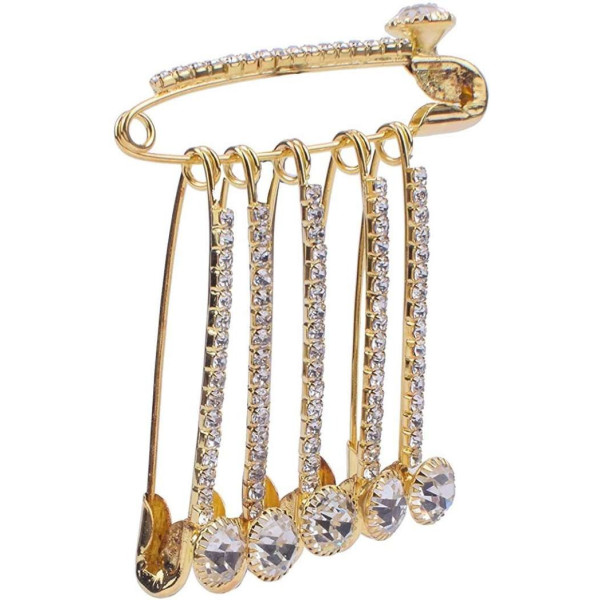 GR-DIAMOND SAREE PIN (BROOCH) Brooch (Gold) [Low B...