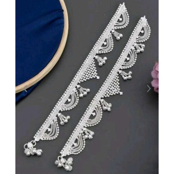 GR-090 Silver Anklet (Pack of 2) [Low Budget Produ...