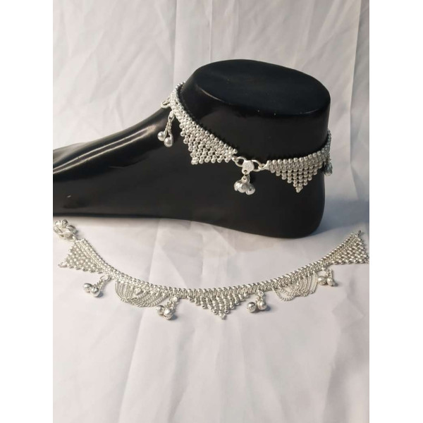 GR-090 Silver Anklet (Pack of 2) [Low Budget Product]