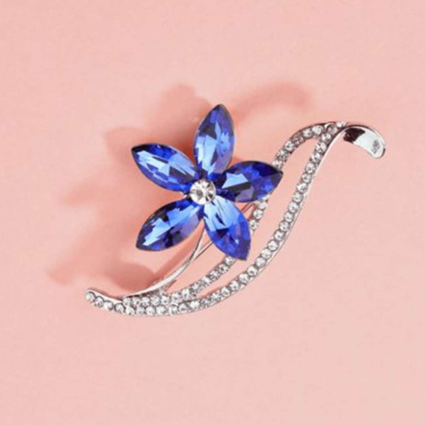 GR-mahi Floral Designer Montana Blue Crystal Brooc...