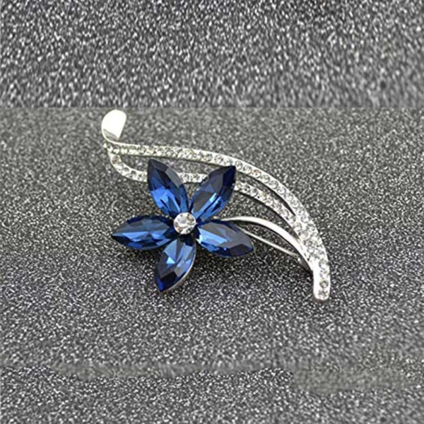 GR-mahi Floral Designer Montana Blue Crystal Brooch Brooch (Blue) [Premium Product]