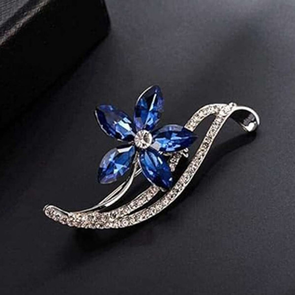 GR-mahi Floral Designer Montana Blue Crystal Brooch Brooch (Blue) [Premium Product]