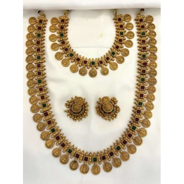 GR-Eclectic Mixed Metal Jewel Set (Gold, Green, Re...