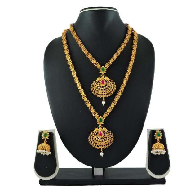 GR-Regal Alloy Jewel Set (Ruby Red, White, Gold &a...