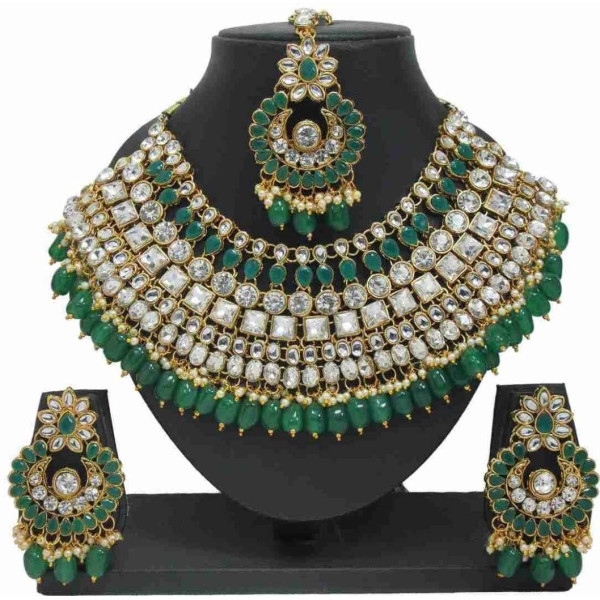 GR-alloy jewelry set (green, silver) [Premium Product]