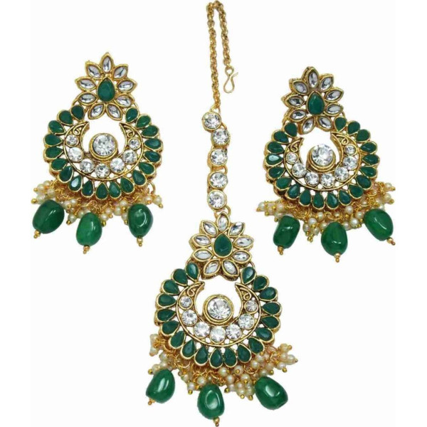 GR-alloy jewelry set (green, silver) [Premium Product]