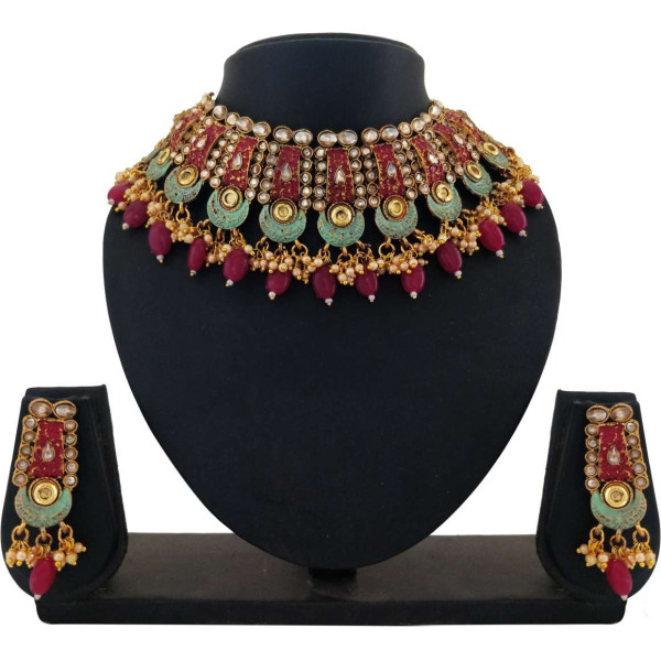 GR-Zinc, Alloy, Brass Jewelry Set (Gold, Red, and ...