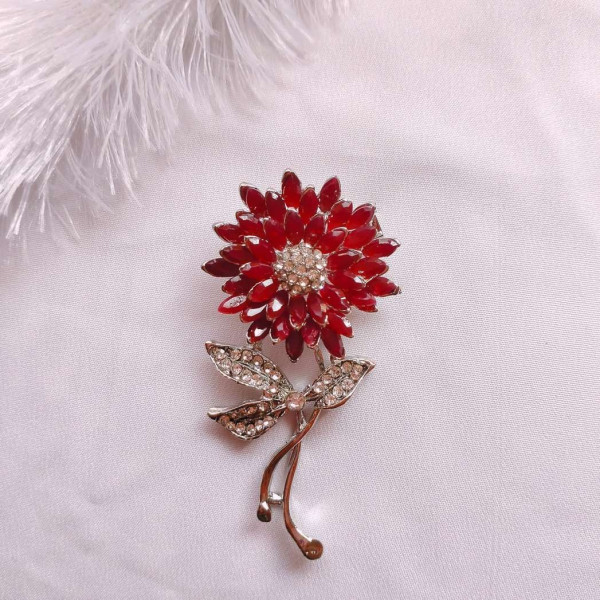 GR-mahi Sunflower Brooch / Lapel Pin Brooch (Red) [Premium Product]