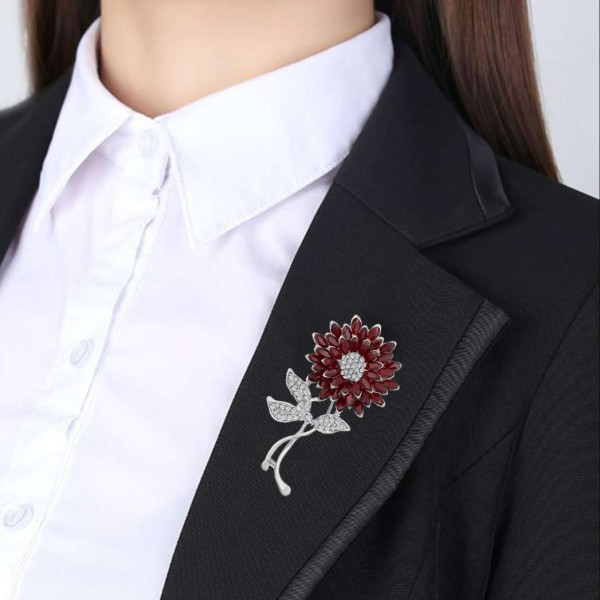 GR-mahi Sunflower Brooch / Lapel Pin Brooch (Red) [Premium Product]