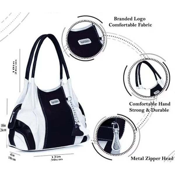 GR-Leather Right Choice Women's Handbag (Black and White) [Low Budget Product]