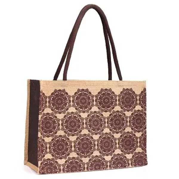 GR-Reusable Mandala Print Jute Shopping Bag: Eco-Friendly Style for Sustainable Shopping [Premium Product]