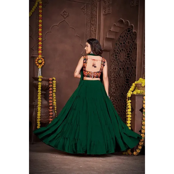 GR-Stylish Green French Crape Lehenga Choli Set For Women [Premium Product]