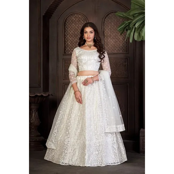 GR-Stylish Green French Crape Lehenga Choli Set For Women [Premium Product]