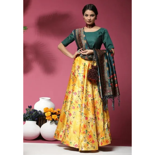 GR-Stylish Satin Lehenga Choli Set For Women [Prem...