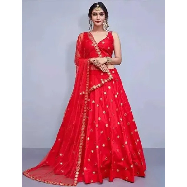 GR-Red Mirror Silk Lehenga choli with Duptta set [...