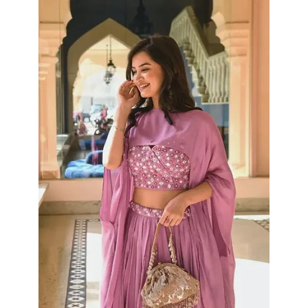 GR-Pink colour france Crap embroidery Lehnga Choli [Premium Product] | Free Shipping 