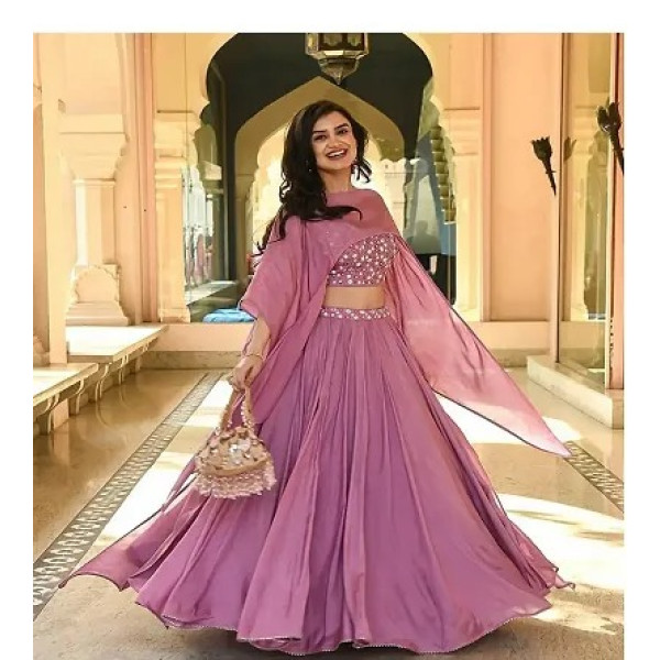 GR-Pink colour france Crap embroidery Lehnga Choli [Premium Product] | Free Shipping 
