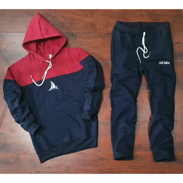 SP-Fleece Color Block Full Sleeves Hoodie With Track Pant [Premium Product]