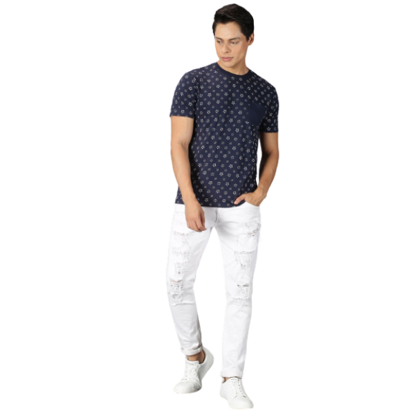 SP-Cotton Printed Half Sleeves Mens Round Neck T-S...