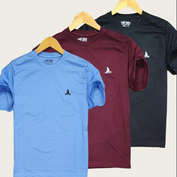 SP-Classic Comfort Trio: Cotton Blend Solid Half Sleeves T-Shirt Set of 3 [Premium Product]