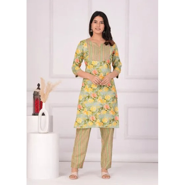 GR-Fancy Cotton Printed Kurta Bottom Set [Premium Product]