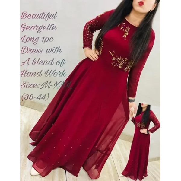 GR-Georgette Embroidered Ethnic Gowns For Women [Premium Product]