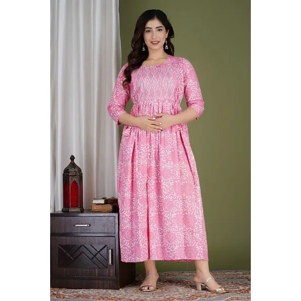 GR-Cotton Printed Maternity and Feeding Kurti [Premium Product]