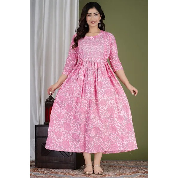 GR-Cotton Printed Maternity and Feeding Kurti [Premium Product]