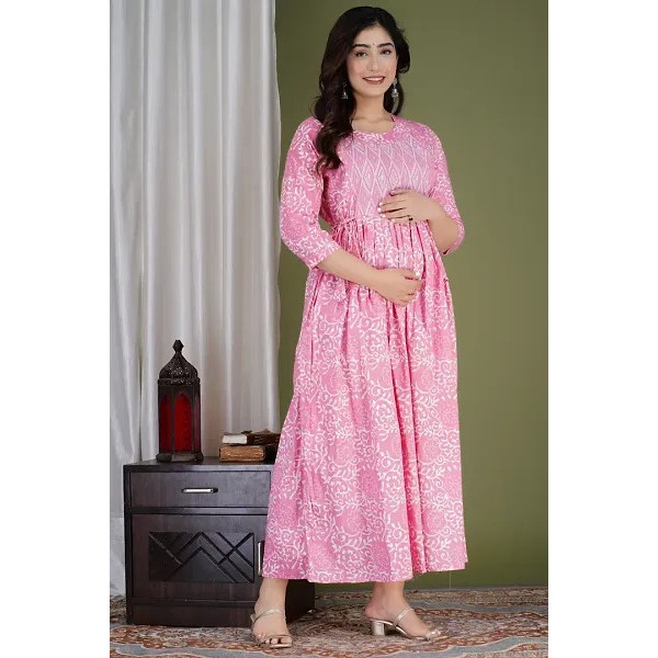 GR-Cotton Printed Maternity and Feeding Kurti [Premium Product]