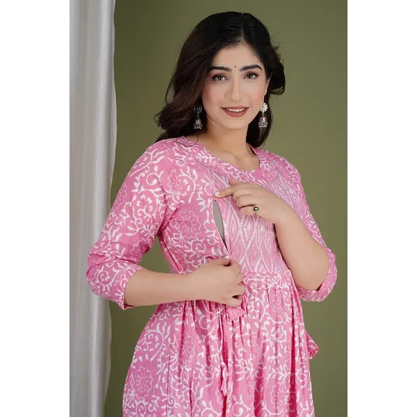 GR-Cotton Printed Maternity and Feeding Kurti [Premium Product]