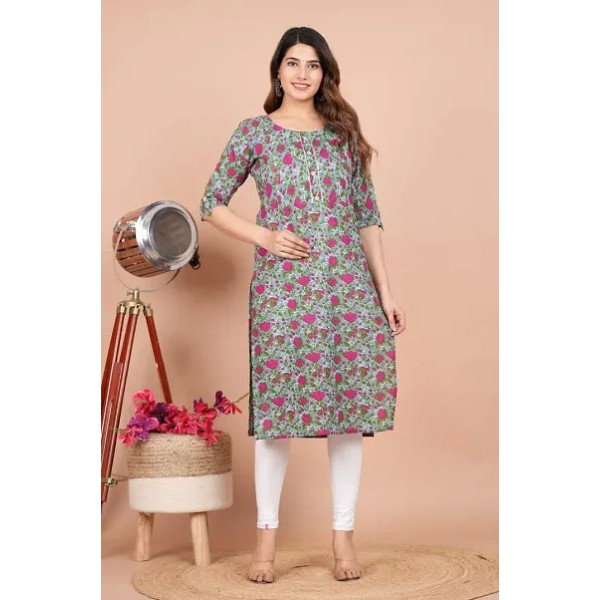 GR-Whispering Petals: Cotton Printed Maternity and Feeding Kurti [Premium Product]