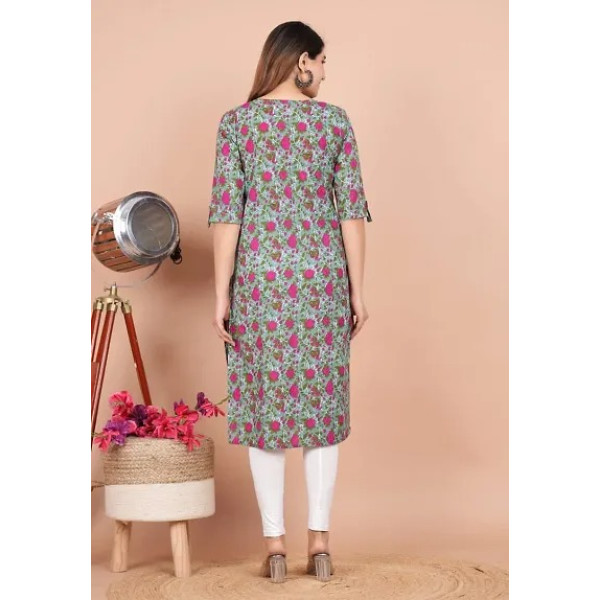 GR-Whispering Petals: Cotton Printed Maternity and Feeding Kurti [Premium Product]